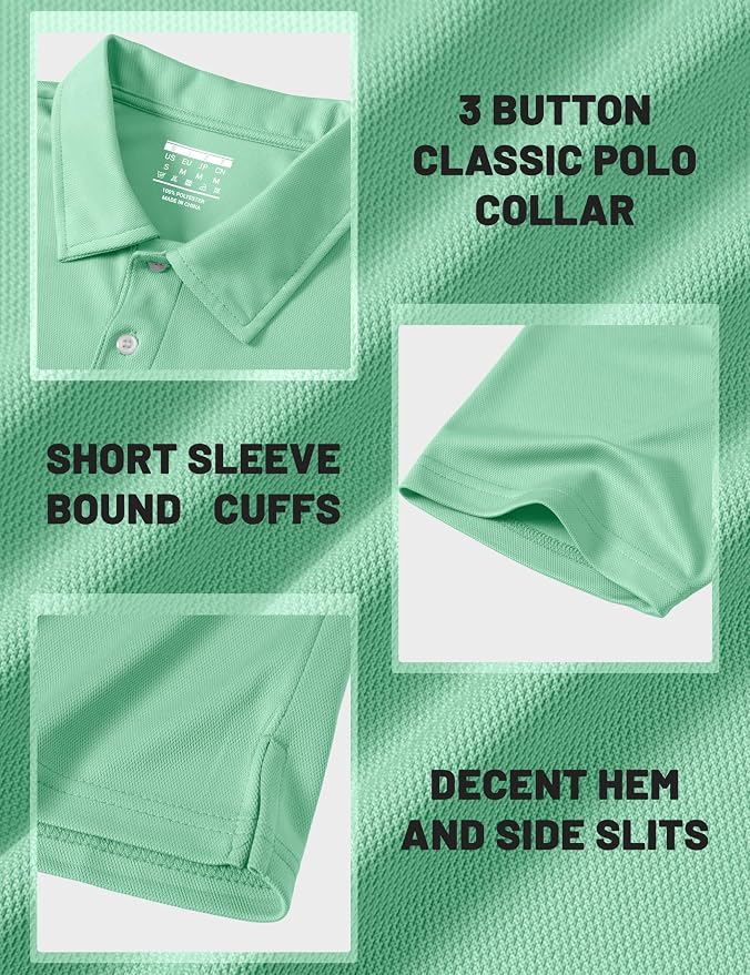 MAGCOMSEN Men's Polo Shirts 3 Buttons Casual Work T Shirts Quick Dry Short - Image 6