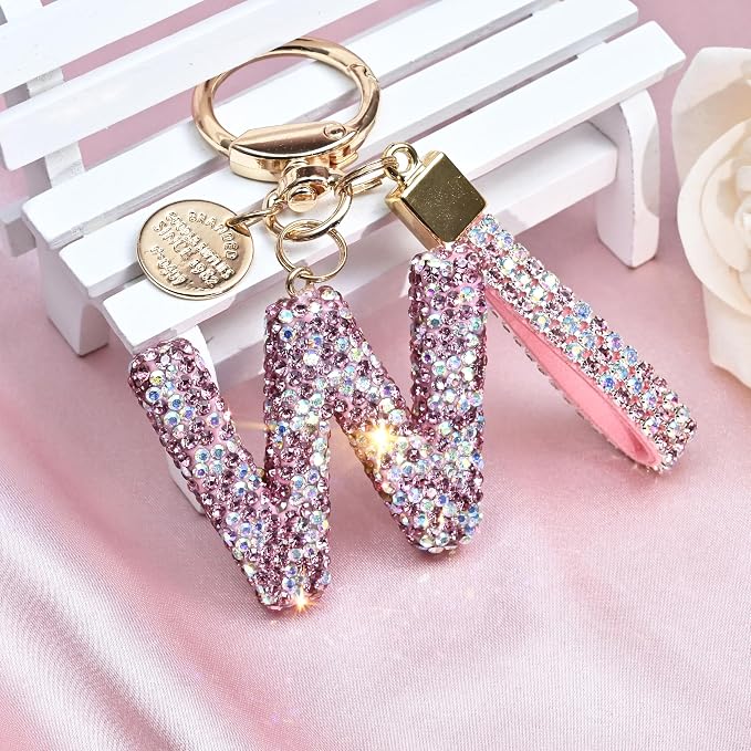 Pink Blue White Initial Letter Keychain Gift - Image 4