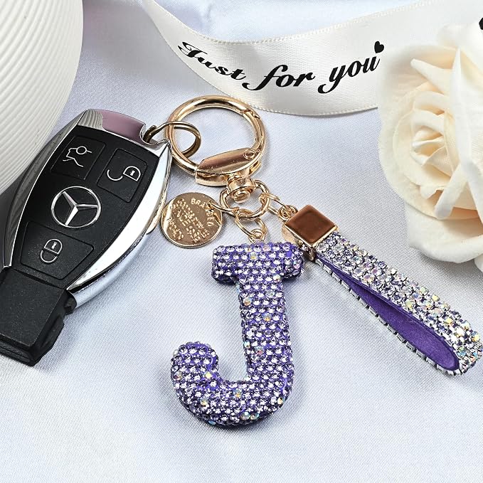 Pink Blue White Initial Letter Keychain Gift - Image 6