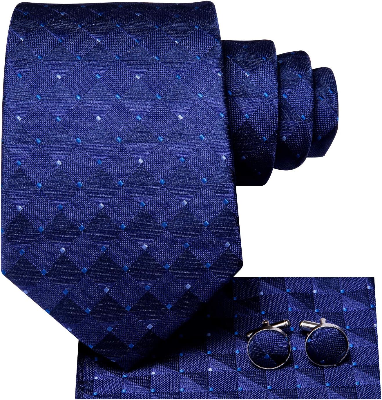 Hi-Tie Men 63inches Tie Set Extra Long Necktie Paisley Tie Pocket Suqare Cufflinks Big and Tall Men Tie