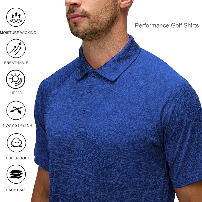 Alex Vando Mens Golf Shirt Moisture Wicking Quick-Dry Short Sleeve Casual Polo - Image 4