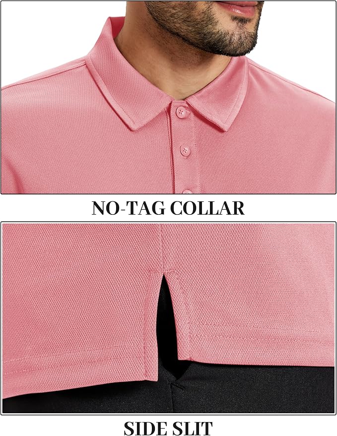 TACVASEN Mens Polo Shirts Short Sleeve Dry Fit Performance Breathable Golf Shirt - Image 3