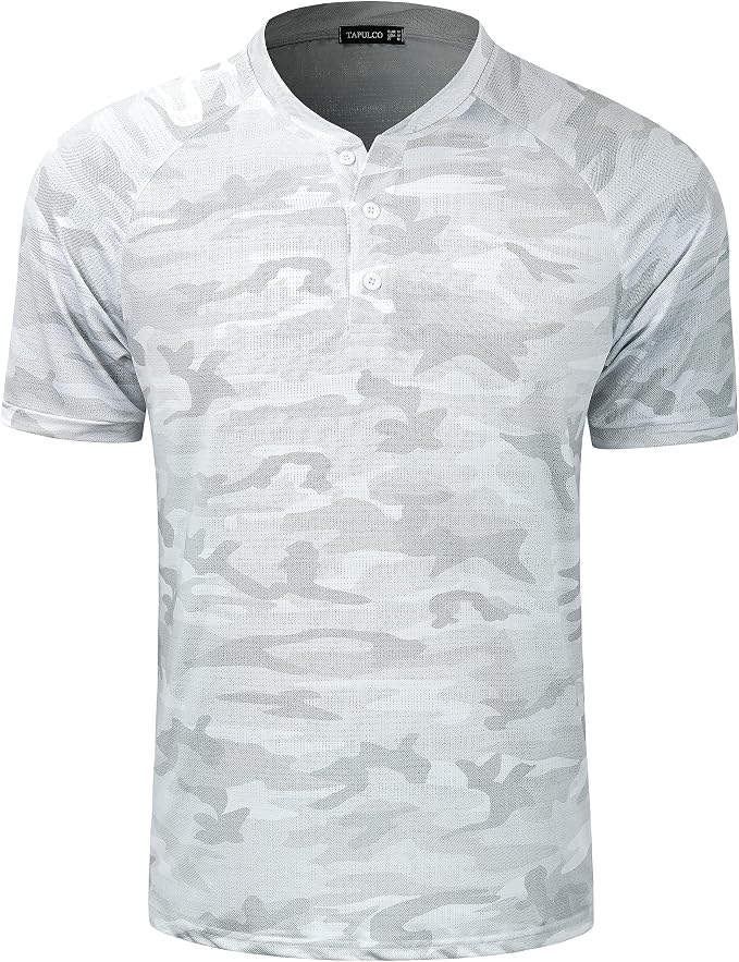 TAPULCO Mens Collarless Golf Shirts Short Sleeve Dry Fit Stretch Casual by TAPULCO