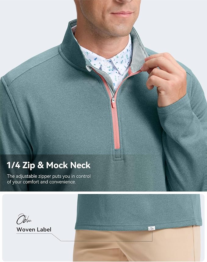 Obla Golf Quarter Zip Pullover Men Fleece Mock Neck Sweatshirt Winter Warm 1/4 - Image 4