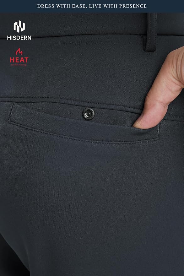 HISDERN Heat 701 Men's Thermal Golf Pants Stretch Fleece 30"/32" No Iron Comfy - Image 7