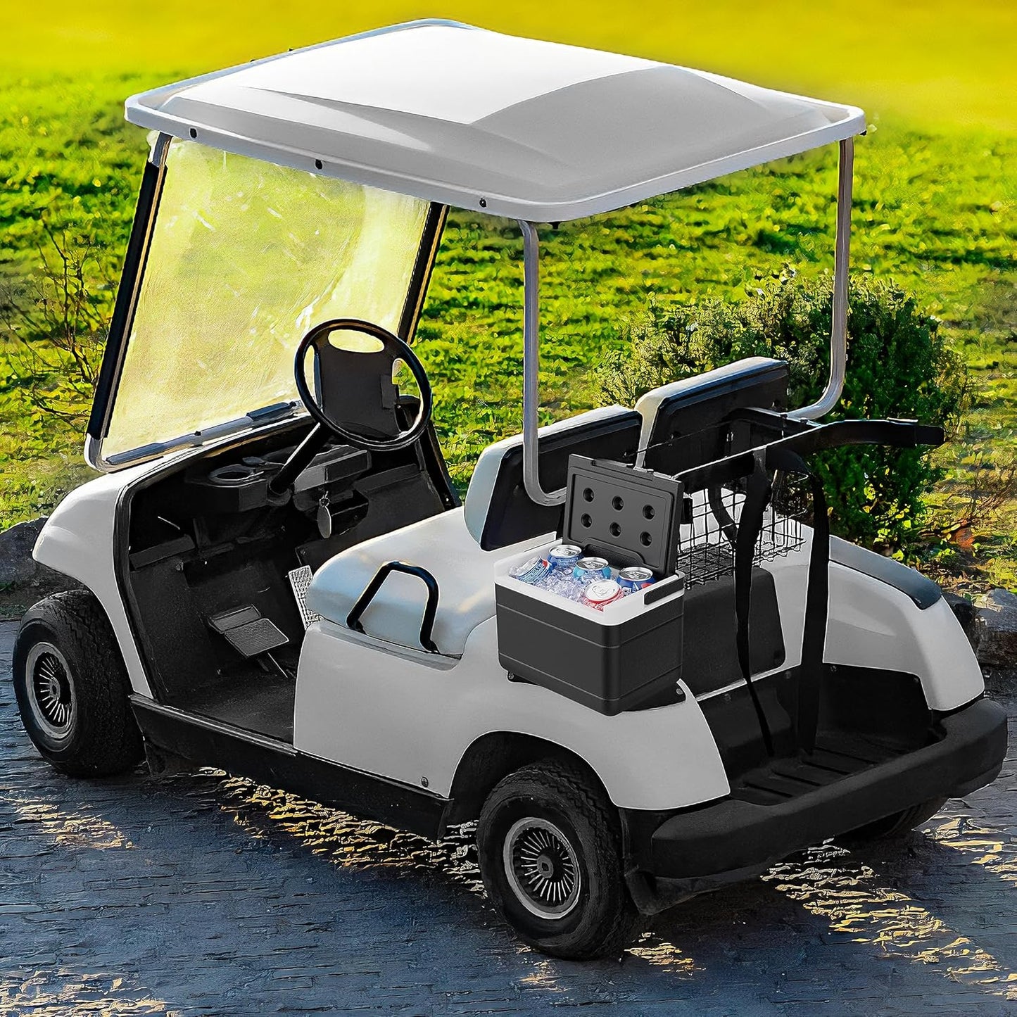 10L0L Golf Cart Cooler with Mounting Bracket Kit Caddy Fits Yamaha Club Car and EZGO, Portable 48H Cooling Golf Cart Ice Chest 102588101 103886801