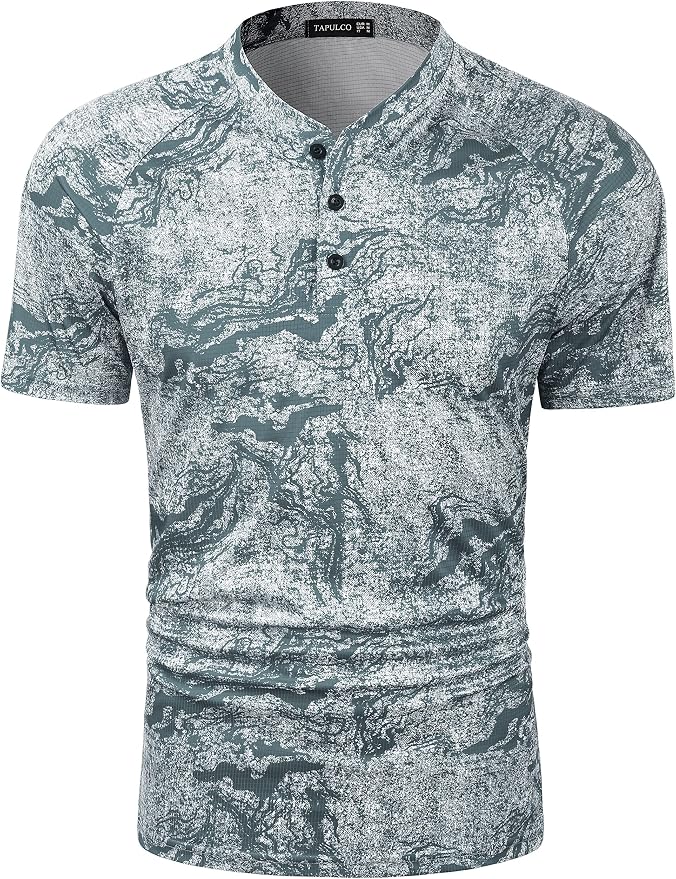 TAPULCO Mens Collarless Golf Shirts Short Sleeve Dry Fit Stretch Casual by TAPULCO