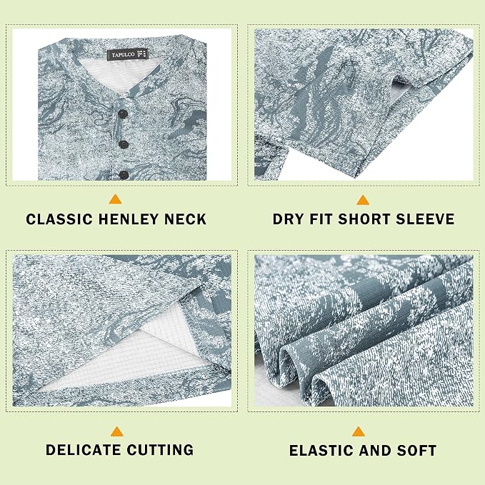 TAPULCO Mens Collarless Golf Shirts Short Sleeve Dry Fit Stretch Casual - Image 5